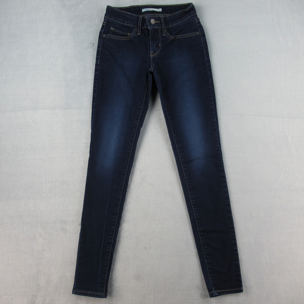 Levis 711 Skinny Jeans Womens 24‎ Dark Indigo Blue Denim Mid Rise 18881-0025